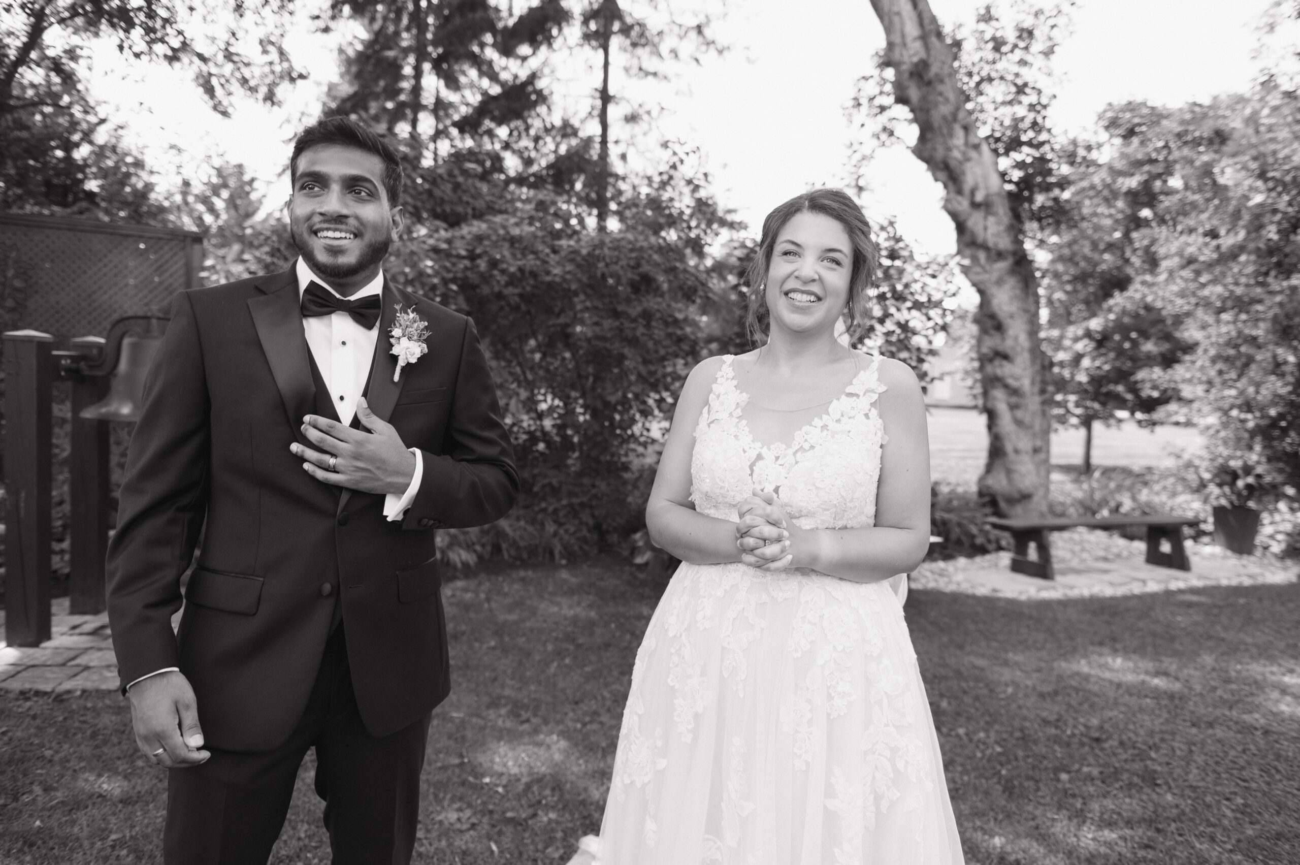 wedding photo of couple at new wedding venue ashlar